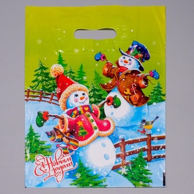 Пакет новогодний подарочный «Веселье», полиэтиленовый с вырубной ручкой, 40×30 см