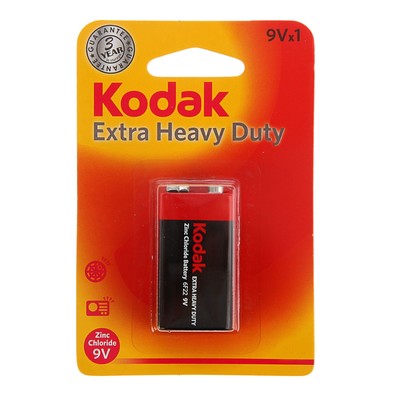 Батарейка солевая Kodak Super Extra Heavy Duty, 6F22-1BL, 9В, крона, блистер, 1 шт.