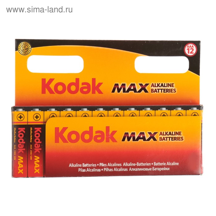 Батарейка алкалиновая Kodak Max, AAA, LR03-12BL, 1.5В, блистер, 12 шт. - Фото 1