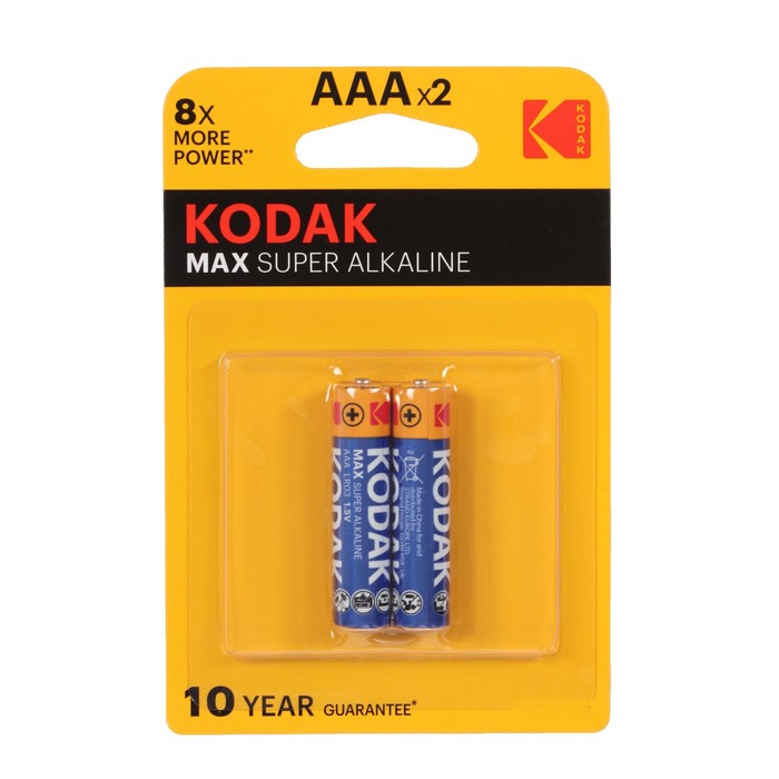 Батарейка алкалиновая Kodak Max, AAA, LR03-2BL, 1.5В, блистер, 2 шт. - фото 51317114