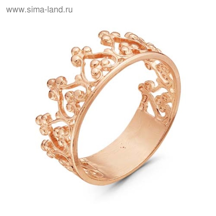 Кольцо «Корона», розовое золочение, 18 размер - Фото 1