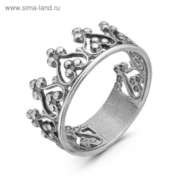 Кольцо посеребрение с оксидированием «Корона», 16,5 размер - Фото 1