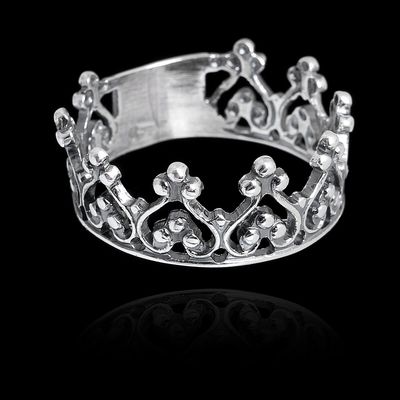 Кольцо «Корона», посеребрение с оксидированием, 18,5 размер