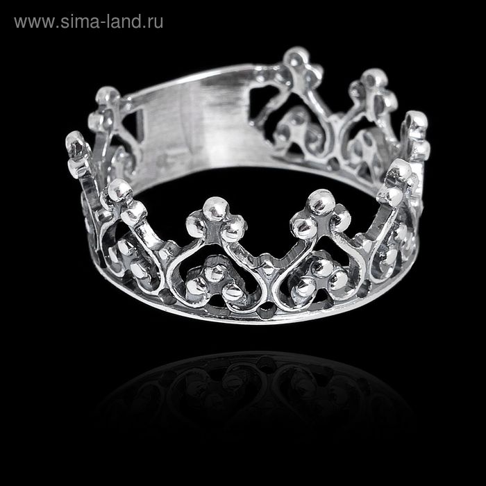 Кольцо «Корона», посеребрение с оксидированием, 18,5 размер - Фото 1