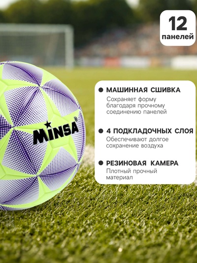 Футбольный мяч MINSA, машинная сшивка, 12 панелей, р. 5, TPE