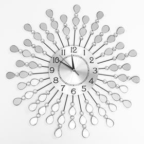 Часы настенные, серия: Ажур, "Зеркальные лепестки", плавный ход, d-59 см, циферблат 22 см