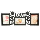 Фоторамка пластик на 3 фото 10х15 см "Роза. Любовь" черная 19,5х50,5 см - Фото 1