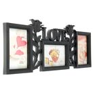 Фоторамка пластик на 3 фото 10х15 см "Роза. Любовь" черная 19,5х50,5 см - Фото 2