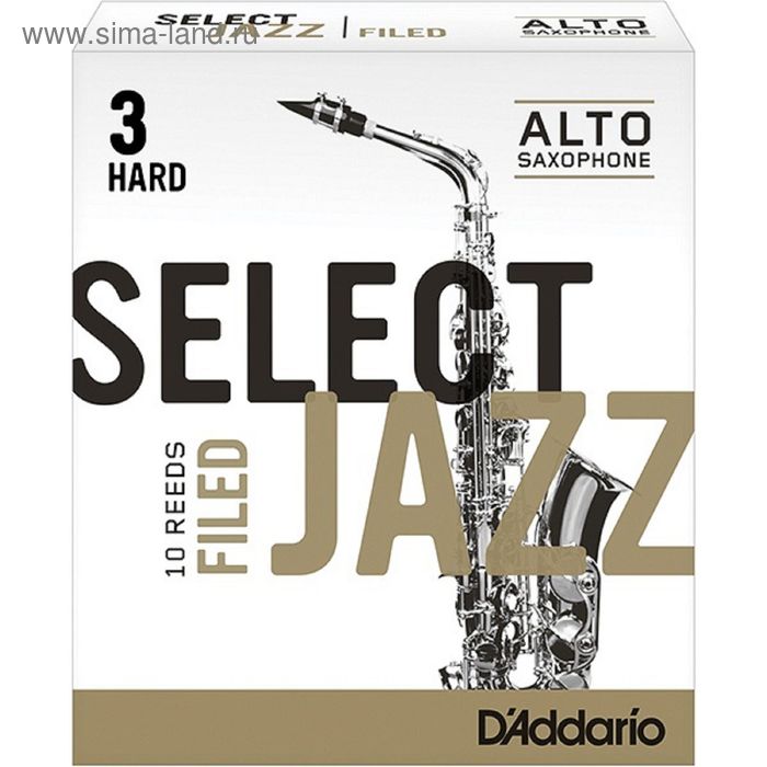 Трости для саксофона альт Rico RSF10ASX3H Select Jazz, размер 3, жесткие (Hard), 10шт - Фото 1