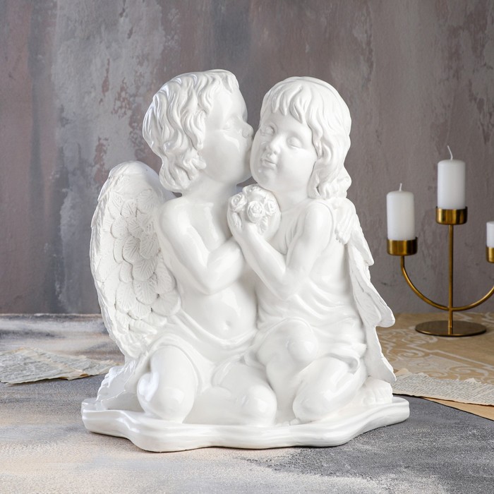 Статуэтка "Ангелы пара", белая, гипс, 23х37х39 см - Фото 1