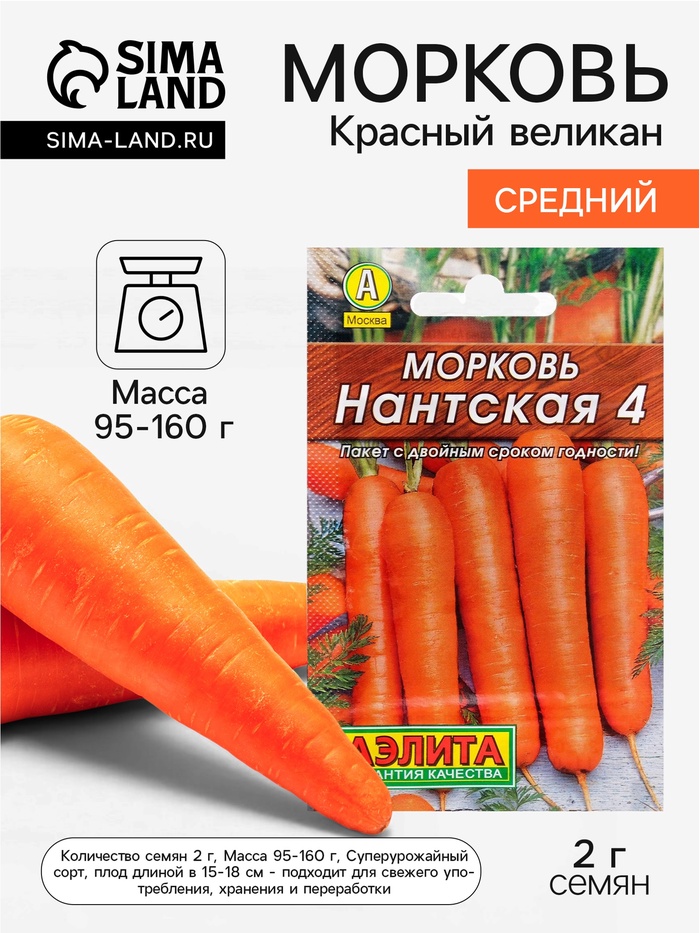 Семена Морковь «Нантская 4», 2 г, «Аэлита» - Фото 1