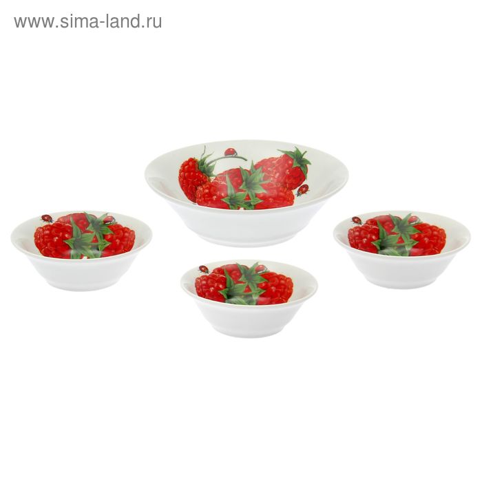 Набор салатников "Малинка", 4 предмета: 1 салатник 1,15 л, 3 салатника 360 мл - Фото 1