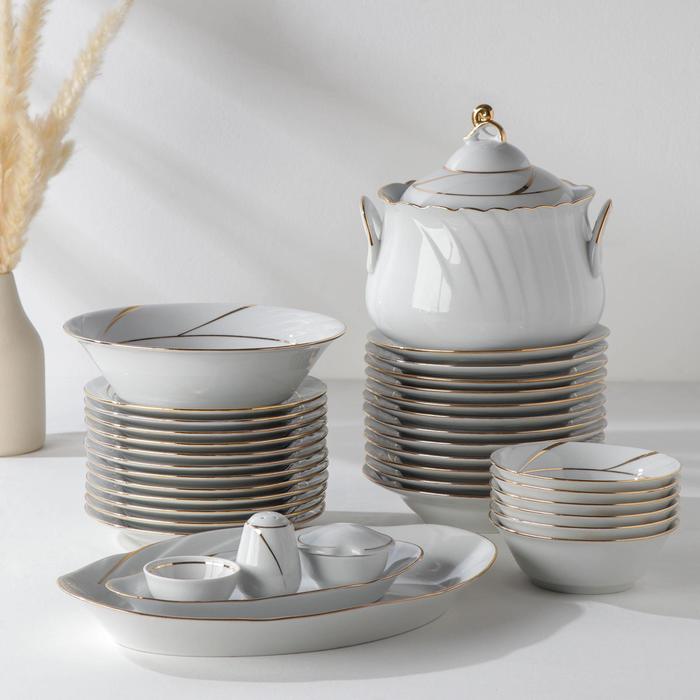 Сервиз столовый Добрушский завод «Бомонд», 37 предметов, 2 вида тарелок, фарфор, белый - Фото 1