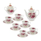 Сервиз чайный "Королевский георгин", 14 предметов: чайник 800 мл, сахарница 350 мл, 6 чашек 200 мл, 6 блюдец 14 см - Фото 1