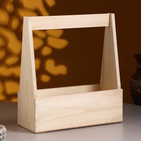 Кашпо деревянное 27×11.5×9(30.5) см "Таёжный костёр", с ручкой, натуральный
