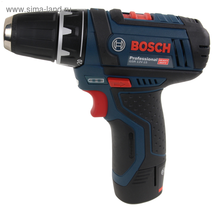 Аккумуляторная дрель-шуруповерт Bosch GSR 12V-15 (0601868122), 2*2 Ач, 1300 об/мин - Фото 1