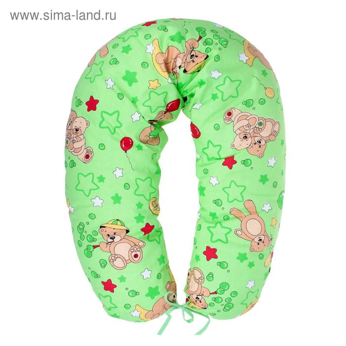 Подушка многофункциональная для беременных и кормящих женщин, цвет зелёный «Мишки» - Фото 1