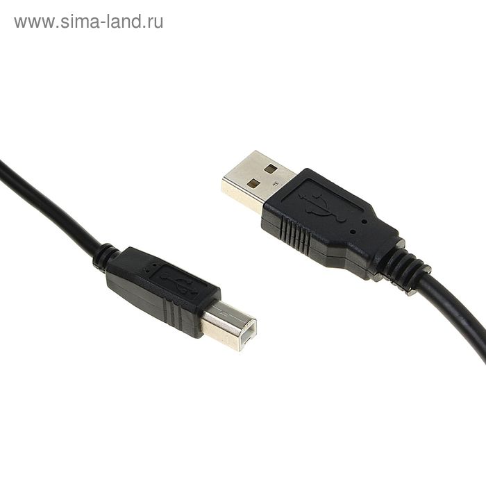 Кабель Luazon, USB A - USB B, для подключения принтера, 1.5 м, черный - Фото 1