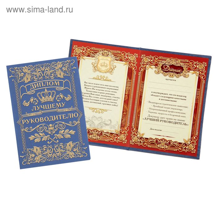 Диплом "Лучшего руководителя", 11.2 х 16,2 см - Фото 1