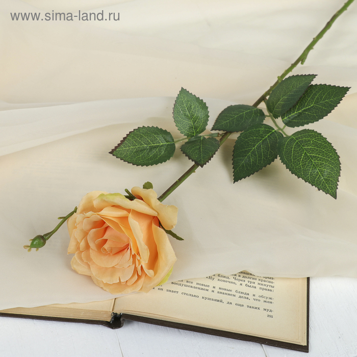 Цветы искусственные "Роза Мари" 8*55 см, светло-оранжевая - Фото 1