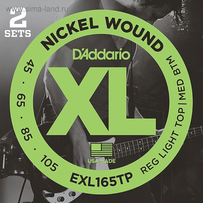 Комплект струн для бас-гитары D'Addario EXL165TP  Nickel Wound, 2 комплекта - Фото 1