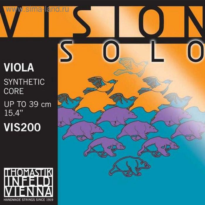 Комплект струн для альта Thomastik VIS200 Vision Solo размером 4/4, среднее натяжение - Фото 1