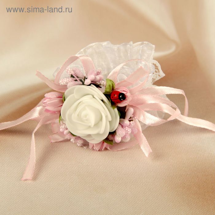 Повязка на руку для подружек невесты «Роза», на резинке, розовая - Фото 1
