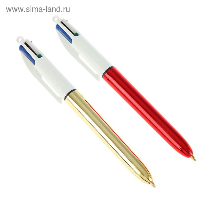 Ручка шариковая атоматическая многоцветная 4 цвета BIC Shine, блестящий яркий корпус - Фото 1