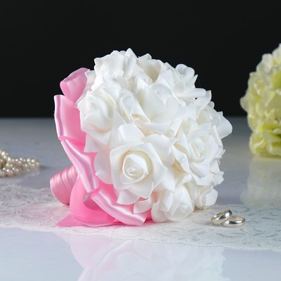 Букет-дублёр для невесты «Аврора» с латексными цветами, бело-розовый