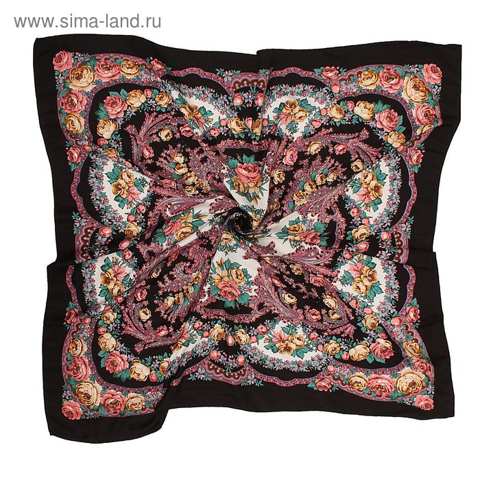 Платок текстильный, размер 90х90 см, цвет чёрный FC452_21-2 - Фото 1