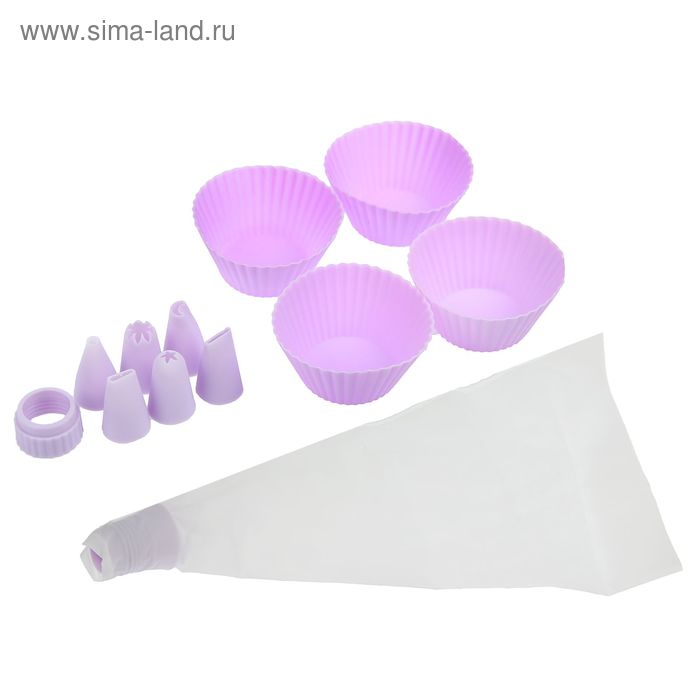 Набор кондитерский Доляна, 4 формы 6,5×3 см, мешок кондитерский 30×15 см, 6 насадок, адаптер - Фото 1