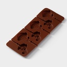 Форма для леденцов Доляна «Детство», силикон, 24×9.5 см, 6 ячеек (5×4.6), с палочками, коричневая - Фото 5