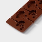 Форма для леденцов Доляна «Детство», силикон, 24×9.5 см, 6 ячеек (5×4.6), с палочками, коричневая - Фото 6