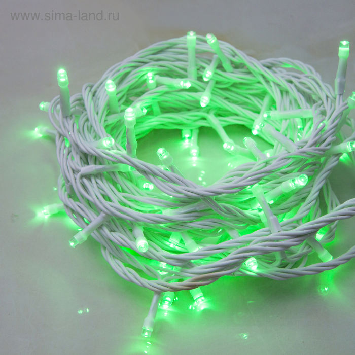 Гирлянда "Нить", УМС, 10 м, LED-100-24В, нить белая, свечение зелёное - Фото 1