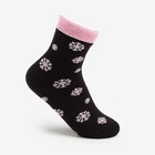 Носки женские махровые «Снежинки», цвет чёрный, размер 23-25 - фото 320238966
