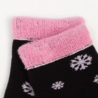 Носки женские махровые «Снежинки», цвет чёрный, размер 23-25 - Фото 3