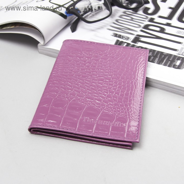 Обложка для автодокументов и паспорта, кайман, цвет сиреневый - Фото 1