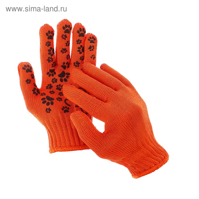 Перчатки, хб, вязка 10 класс, 5 нитей, размер 8, с ПВХ протектором, оранжевые, «Детские» - Фото 1