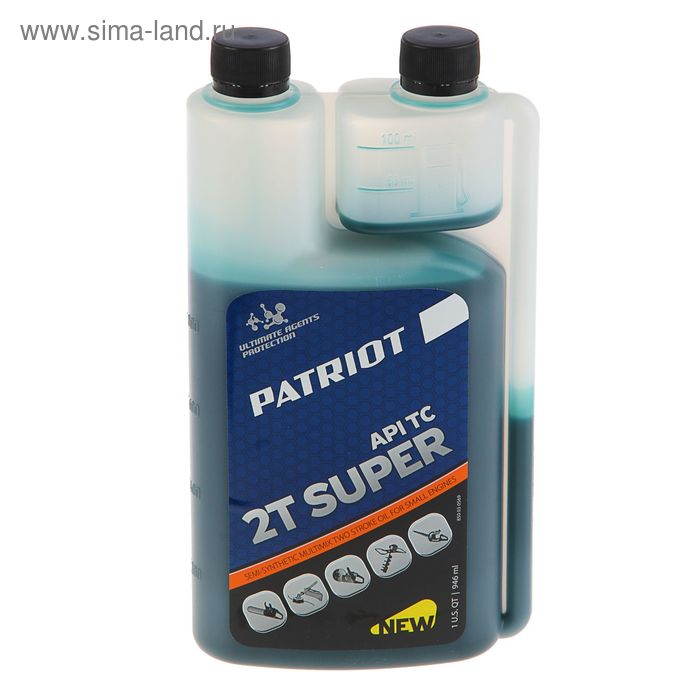 Масло PATRIOT SUPER ACTIVE 2T, 0.946 л, полусинтетическое, с дозатором - Фото 1