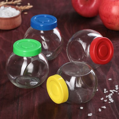 Набор банок для сыпучих 200 мл "Яркость", 4 шт, цвет МИКС