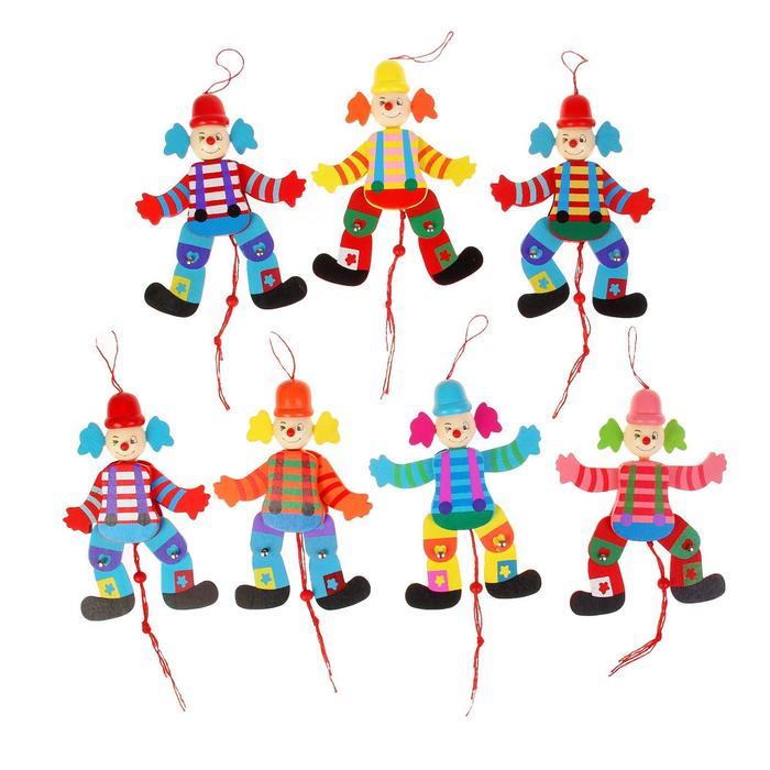 Сувенир - дергунчик "Клоун в цветной рубашке", цвета МИКС - фото 1884684446