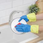 Перчатки хозяйственные резиновые Доляна, размер L, плотные, 80 гр, цвет МИКС - Фото 3