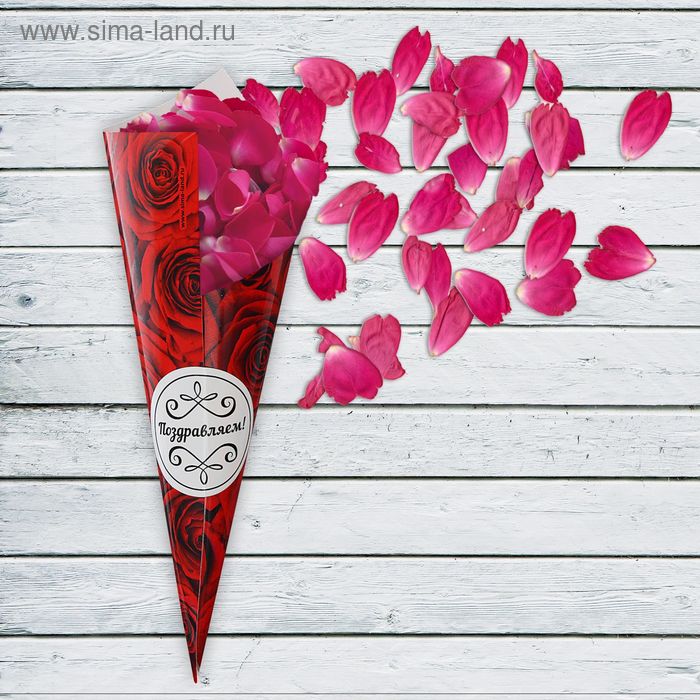 Кулёк для праздника "Розы" с наклейкой (набор 6шт), р-р. 21х14,8см - Фото 1