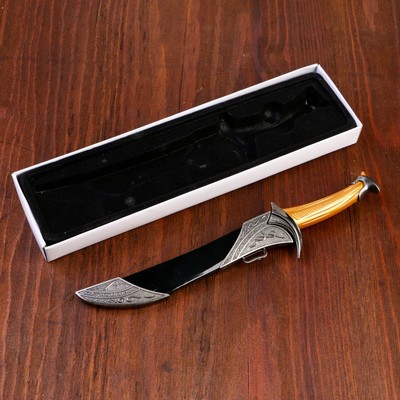 Сувенирный нож, 26 см ножны с оковками, рукоять под дерево, гарда галочкой