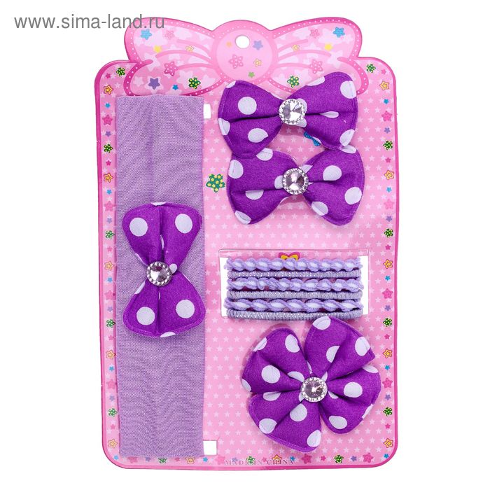 Набор для волос "Диана" (1 повязка, 9 резинок) крупный горох - Фото 1