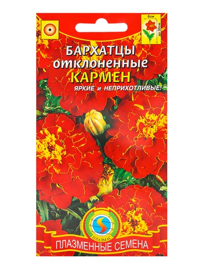 Семена Бархатцы "Кармен", красные с желтым, 45 шт