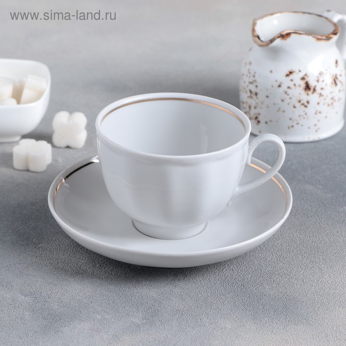 Чайная пара фарфоровая , 275 мл, чашка d=9,2 см, блюдце d=15 см - Фото 1