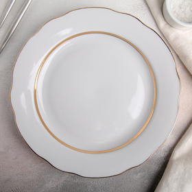 Тарелка мелкая «Монреаль», d=24 см, цвет белый с золотой отводкой, фарфор