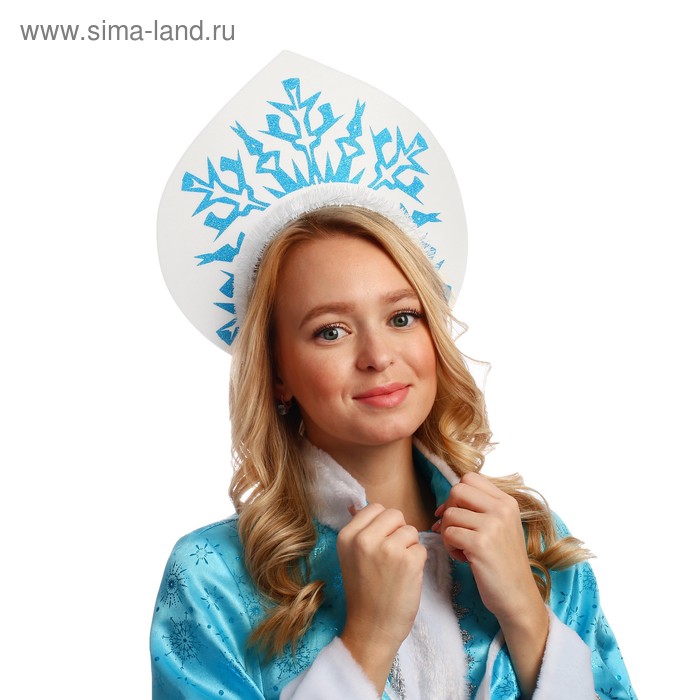 Кокошник на ободке «Снежинка», цвет голубой - Фото 1