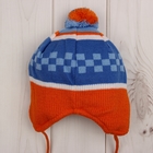 Шапка для мальчика, размер 50-52, цвет синий/оранжевый C-PL-8 - Фото 4